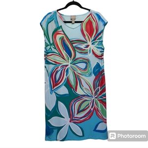 Chicos Midi Geometric Floral Dress size 2 large‎ 12